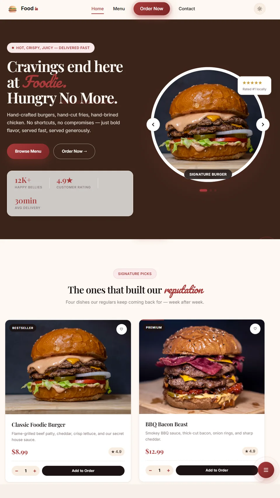 Foodie cafeteria website